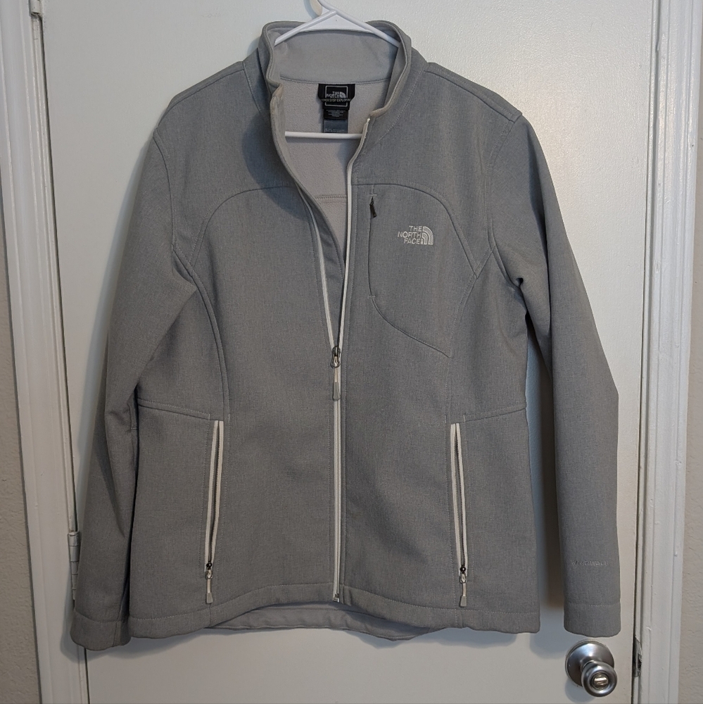 The North Face Gray Performance Jacket Soft-Shell Full-Zip Apex Bionic